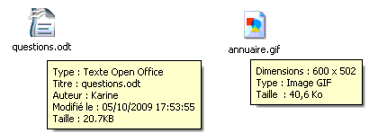Les propriétés des fichiers