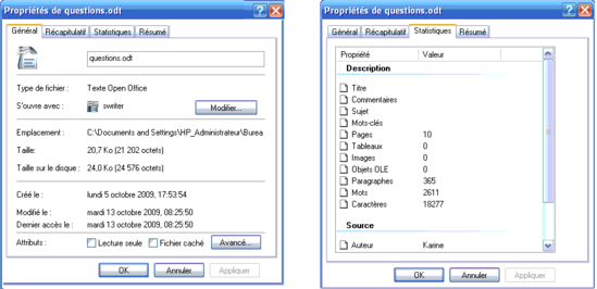 Les propriétés générales et spécifiques