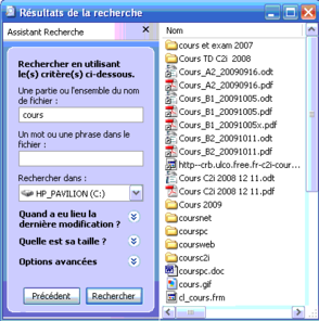 La recherche de fichiers