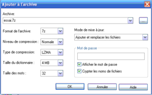 Mot de passe possible pour l'archive