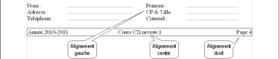 Exemples d'utilisation de tabulations pour aligner le texte verticalement