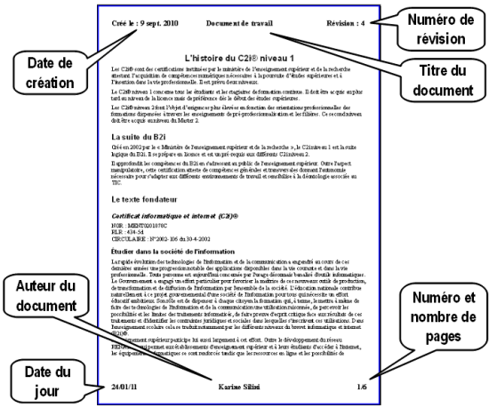 Exemples de champs insérés dans un document