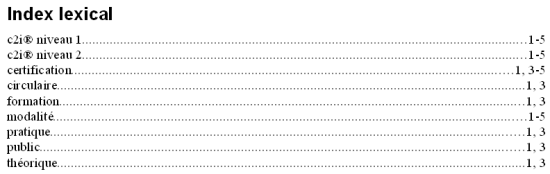 Index lexical