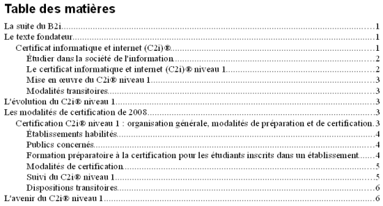 Table des matières