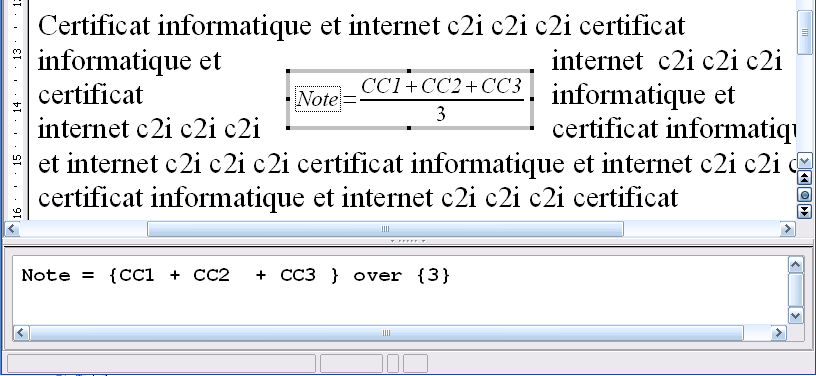 Exemple de formule