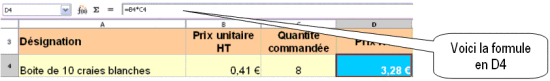 Écriture d'une formule