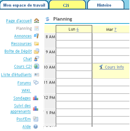 Accès aux différents groupes et à leurs outils