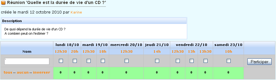 Création d'un sondage