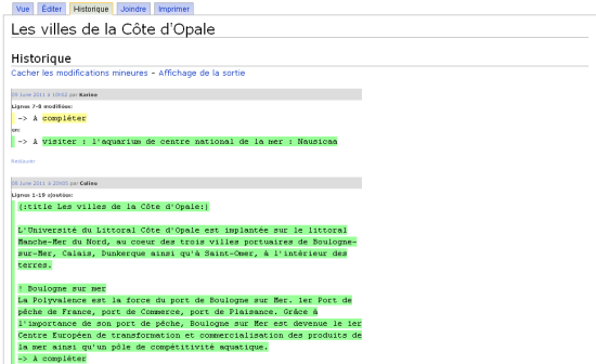 L'historique d'un wiki