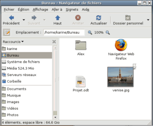 Le navigateur de fichiers d'Ubuntu