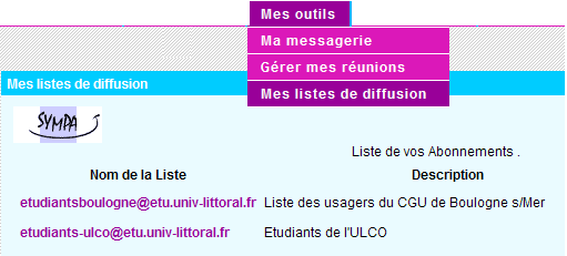 Listes de diffusion de l'ULCO